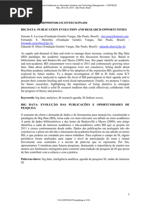 Big Data: evolução das publicações e oportunidades de pesquisa