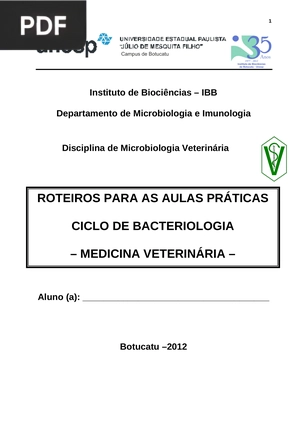 Roteiros para as aulas práticas ciclo de bacteriologia