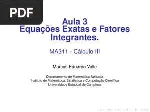Equações Exatas e Fatores Integrantes. (Apresentação)