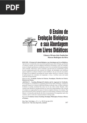 O Ensino de Evolução Biológica e sua Abordagem em Livros Didáticos