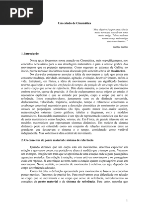Um estudo de Cinemática