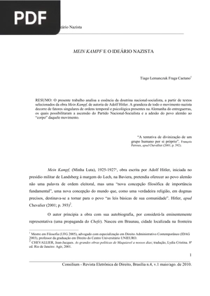 Mein Kampf e o Ideário Nazista