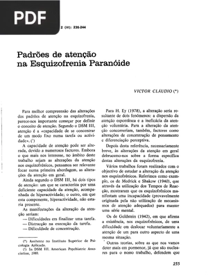 Padrões de atenção na Esquizofrenia Paranóide