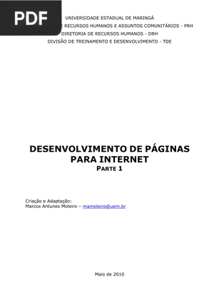 Desenvolvimento de páginas para internet