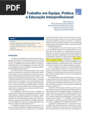 Trabalho em Equipe, Prática e Educação Interprofissional (Artigo)
