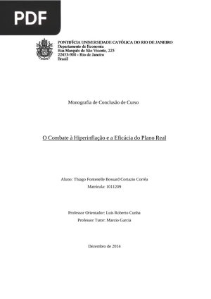 O Combate à Hiperinflação e a Eficácia do Plano Real