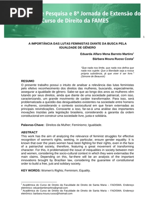 O movimento feminista no Brasil: dinâmicas de uma intervenção política