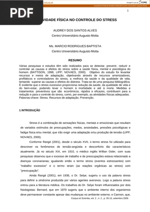 A Atividade Física no Controle do Stress