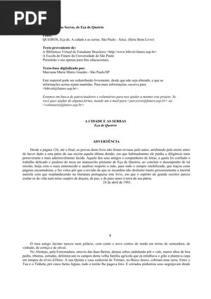 A Cidade e as Serras