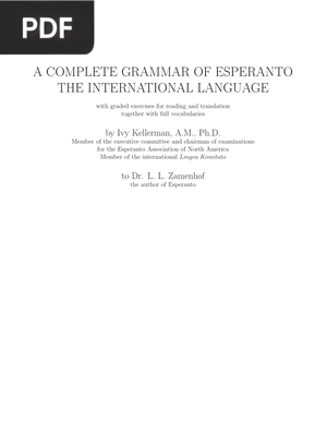 A Complete Grammar of Esperanto the International Language