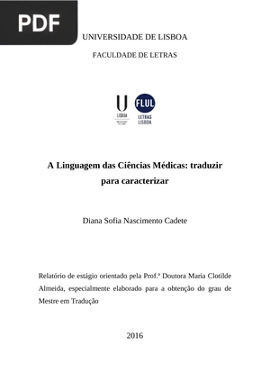 A Linguagem das Ciências Médicas: traduzir para caracterizar