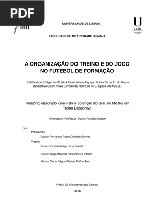 A Organização do treino e do jogo no futebol de formação