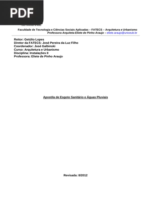 Apostila de Esgoto Sanitário e Águas Pluviais