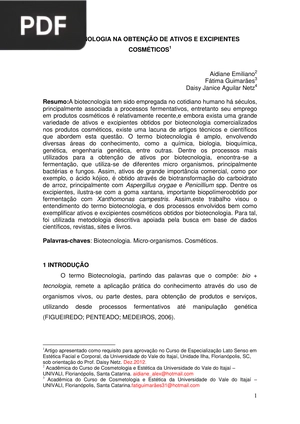 Biotecnologia na obtenção de ativos e excipientes cosméticos