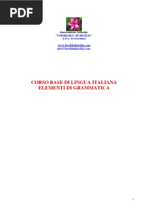 Corso Base di Lingua Italiana - Elementi di Grammatica