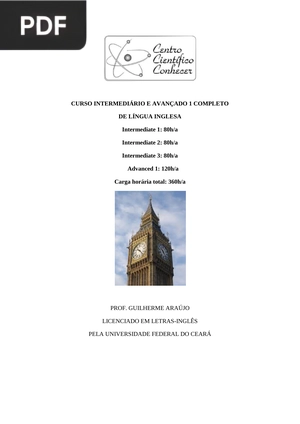 Curso intermediário e avançado 1 completo de língua inglesa