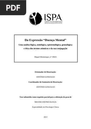 Da Expressão Doença Mental