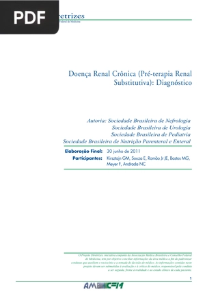 Doença Renal Crônica (Pré-terapia Renal Substitutiva)