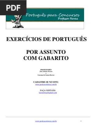 Exercícios de Português por Assunto com Gabarito