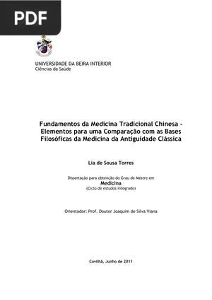 Fundamentos da Medicina Tradicional Chinesa - Elementos para uma Comparação com as Bases Filosóficas da Medicina da Antiguidade Clássica