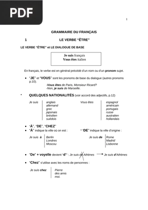 Grammaire du Français