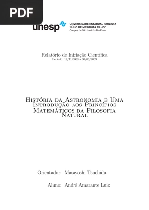 Historia da Astronomia e Uma Introdução aos Princípios Matematicos da Filosofía Natural