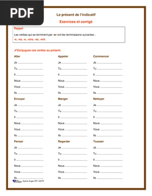 Le présent de l’indicatif