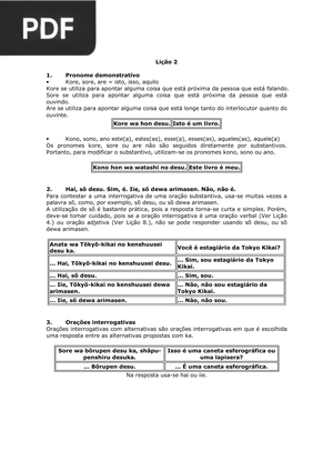 Lição 2 do curso de japonês