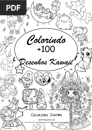 Livro de Desenhos Kawaii para Colorir