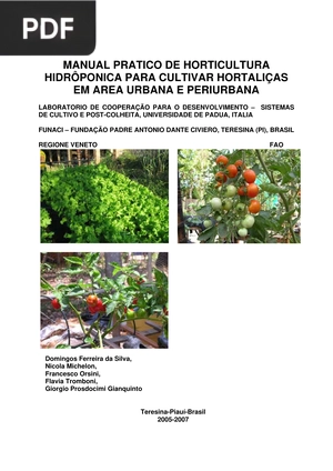 Manual pratico de horticultura hidropônica para cultivar hortaliças em area urbana e periurbana