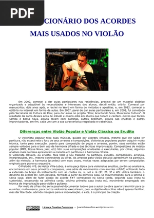 Mini dicionário dos acordes mais usados no violão