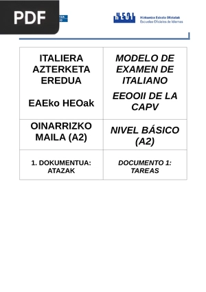 Modelo de examen italiano