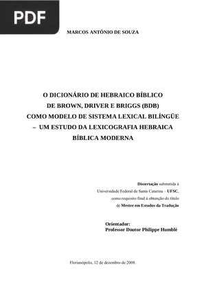 O diccionário de hebraico bíblico de Brown, driver e briggs (BDB) como modelo de sistema lexical bilingüe
