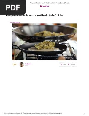 Panqueca indiana de arroz e lentilha do 'Bela Cozinha'