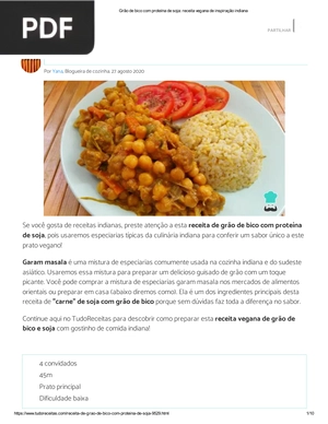 Receita de Grão de bico com proteína de soja