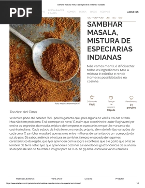 Sa,bhar masala, mistura de especiarias indianas