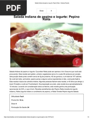 Salada Indiana de pepino e iogurte: Pepino Raita