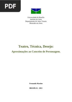 Teatro, Técnica, Desejo: aproximações ao Conceito de Personagem